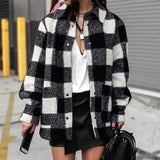 Stylish Black White Checkered Coat for Any Occasion-Black and white-1