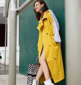 Womens Lightweight Sleeveless Trench Coat-yellow-1