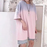 Oversized Gradient T-Shirt Dress for Women-1