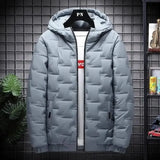 Men's down cotton winter hooded padded jacket-Grey-1