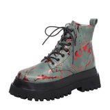 Printed high-top shoes women-Green-1