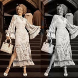 Women's Embroidered Tassel Ins Lace Dress-1