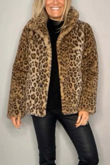 Chic Leopard Faux Leather Jacket