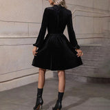 Velvet Mock Neck Midi Dress