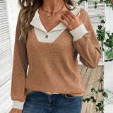 Color Block V-Neck Pullover