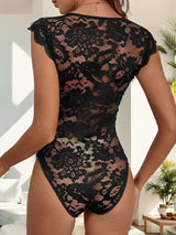 Perfee V-Neck Lace Bodysuit-2