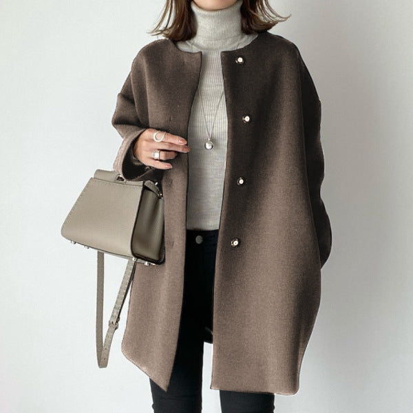 Wool Blend Straight Cardigan Coat