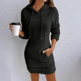 Velvet Hoodie Dress with Pockets