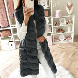 Faux Fur Long Vest Puffer Coat