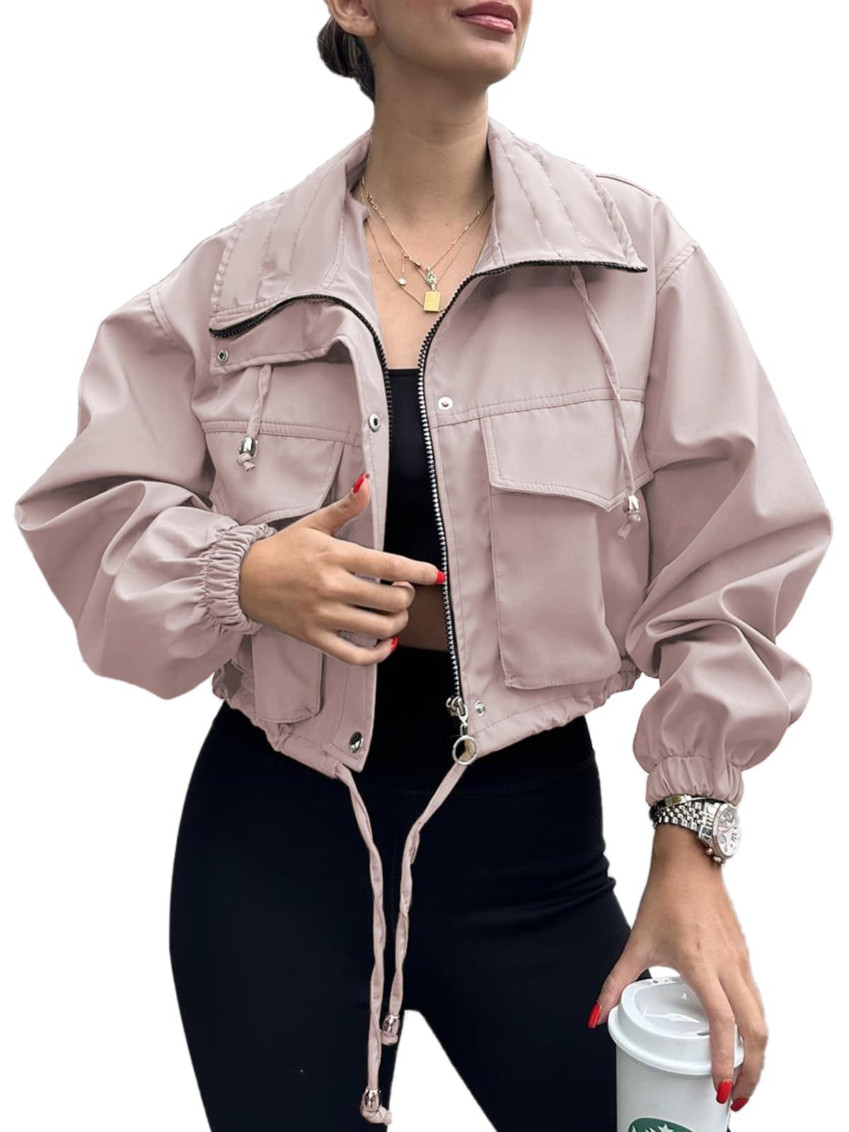 Chic Zip-Up Short Trench Jacket