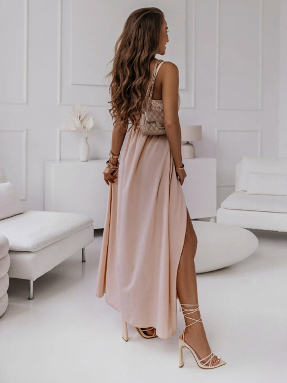 Honey Tied Surplice Sleeveless Midi Cami Dress