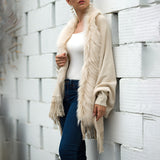 Faux Fur Trim Fringe Cardigan
