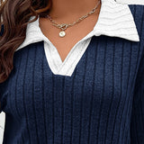 Plus Size V-Neck Lapel Blouse