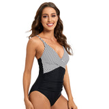 Striped Spaghetti Straps One-piece Swimsuit Sexy Backless Triangle Swimwear