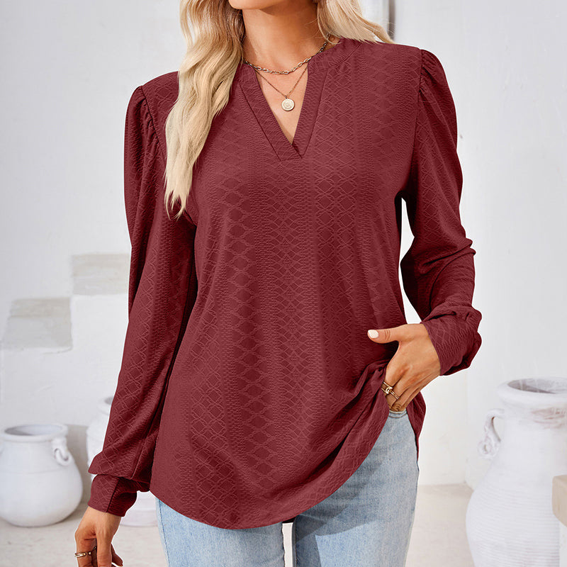 Puff Sleeve V-Neck Blouse