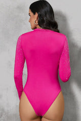 Rhinestone Embellished Long Sleeve Bodysuit-2