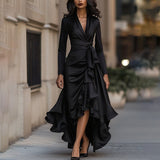 Vintage A-Line Ruffle Maxi Dress