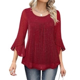 Ruffle Sparkle 3/4 Sleeve Top