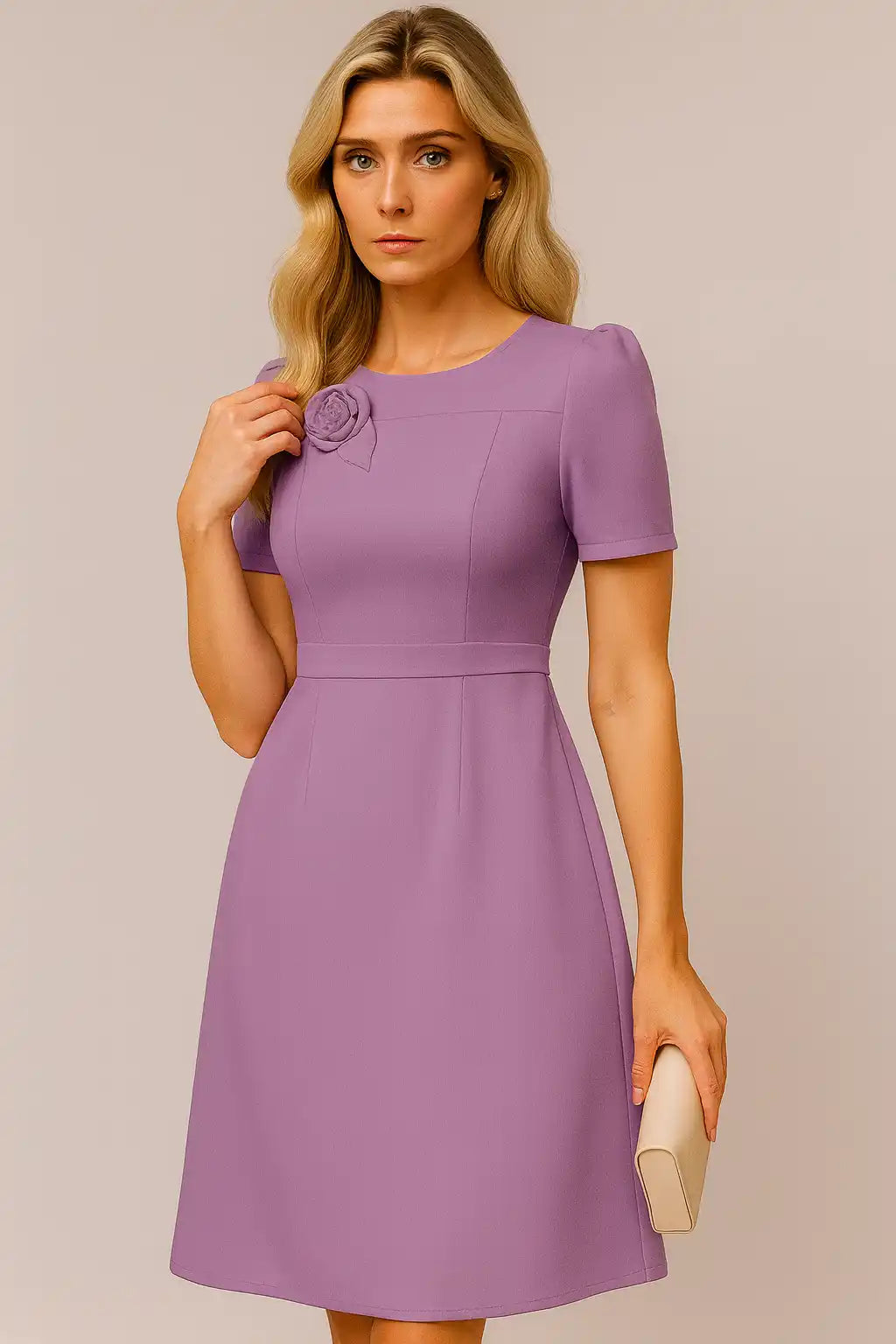 Chic Floral Accent A-Line Dress