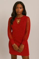 Hosszú ujjú V-nyakú ruha tavaszi és őszi új stílusú csipke splicing ruha női ruházathoz