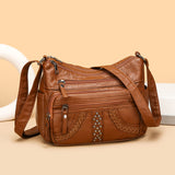 Leather-Texture Multi-Layer Crossbody Bag