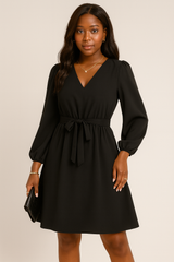 Őszi és téli európai és amerikai női ruházat hosszú ujjú kis V-nyakú csipkés ruha