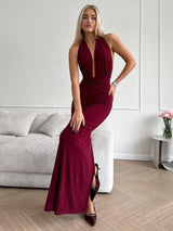 Red Halter Evening Gown Alma