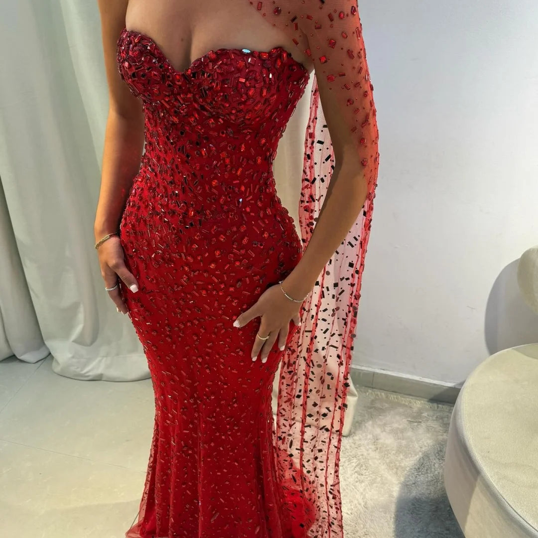 Red Sequin Evening Dress Mila