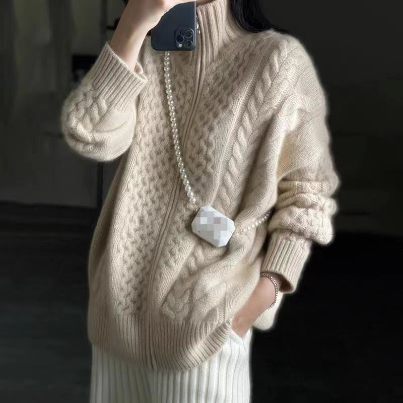 Chic High-Collar Knit Cardigan