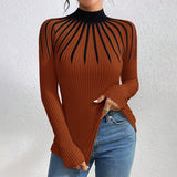 Slim Fit Mock Neck Ribbed Sweater