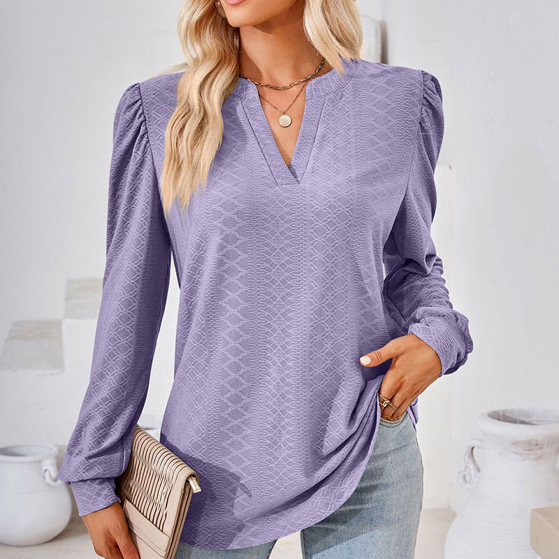 Puff Sleeve V-Neck Blouse
