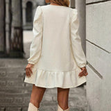 Puff Sleeve Ruffle Mini Dress