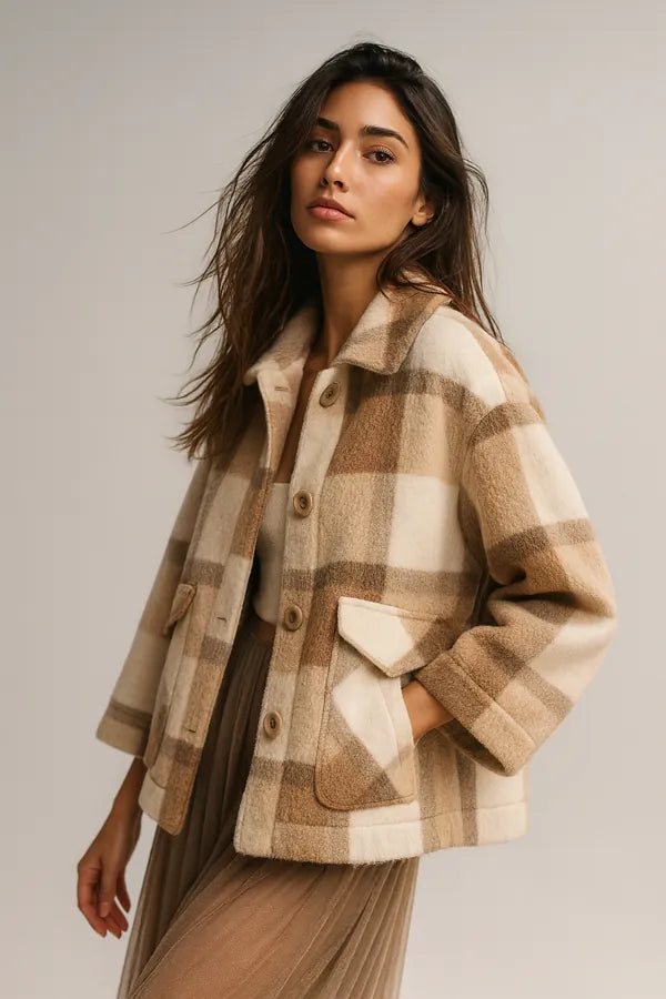 Női divat gyapjú keverék műszőrme kabát