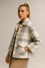 Női divat gyapjú keverék műszőrme kabát