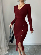 French Waist-tight Mid-length Sheath Inner Wear Base Skinny Knit Dress