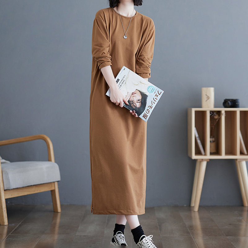 Relaxed Long Sleeve Midi Dress