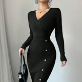 French Waist-tight Mid-length Sheath Inner Wear Base Skinny Knit Dress