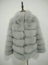 Faux fox fur coat-Grey-2