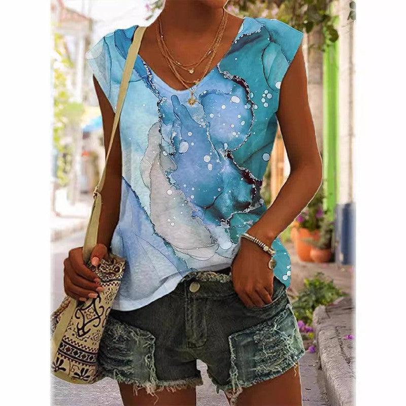 3D Digital Printing Basic Sleeveless V-neck Women's Vest-4