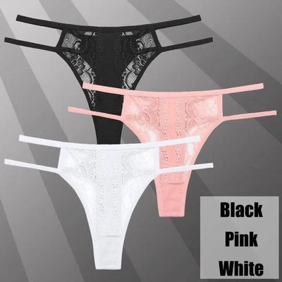 3Pcs/Set Lace Hollow Out Thongs Women Panties Low Waist-20