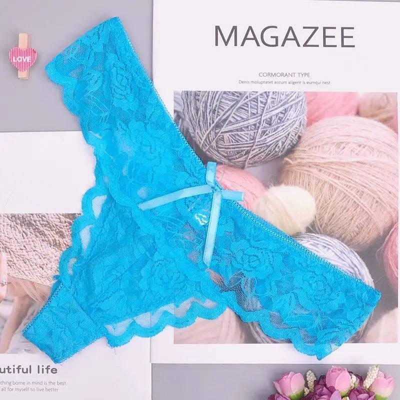 Adjusted Cozy Lace Briefs G Thongs Underwear Lingerie For-Lightblue-7