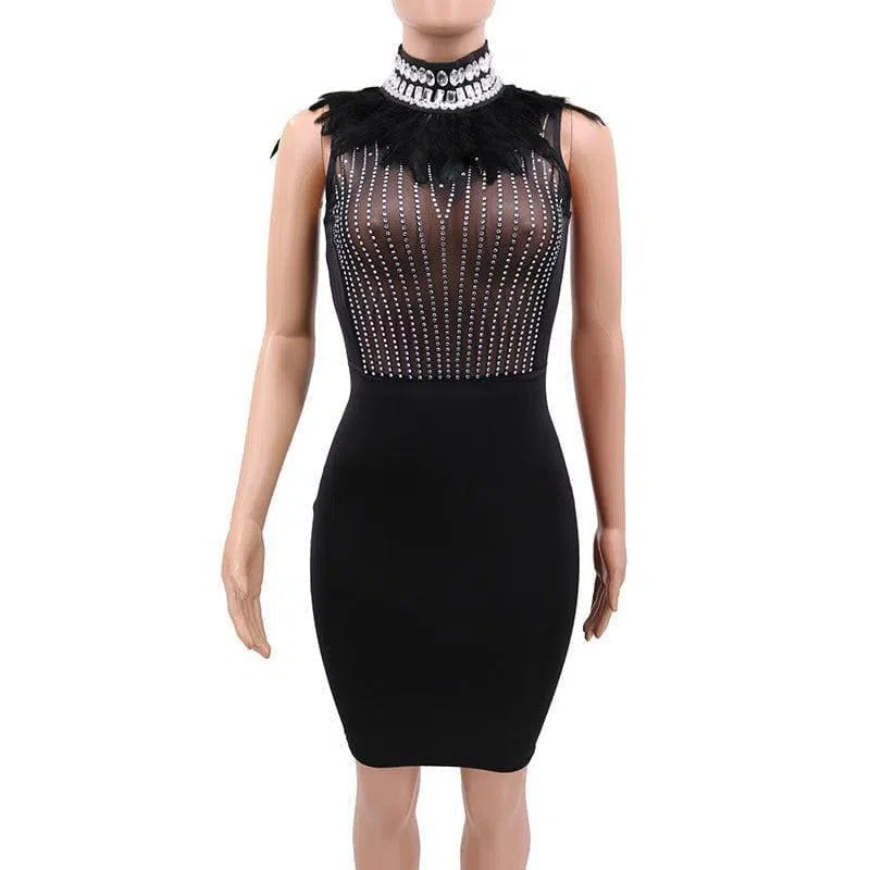 Bandage beads evening dress-4