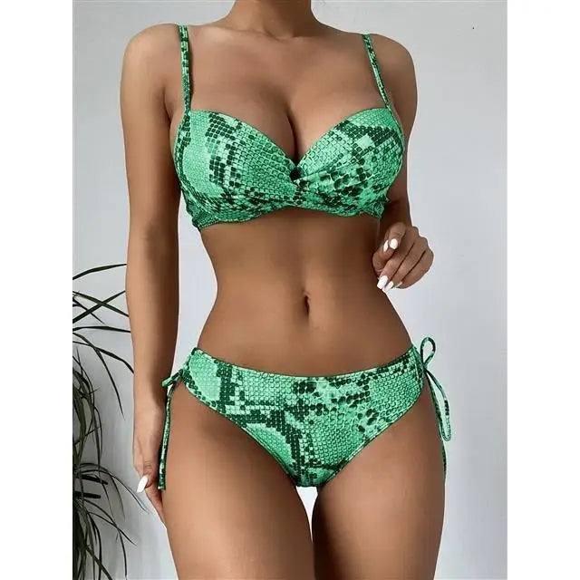 Beach Snake Pattern Bikini Hard-clad Steel Plate Gather Hot-3