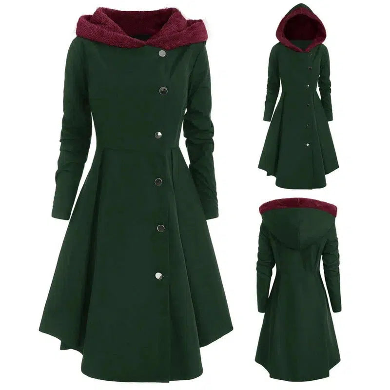 Bombshell Christmas Trench Women's Long Hooded Coat Woman-1