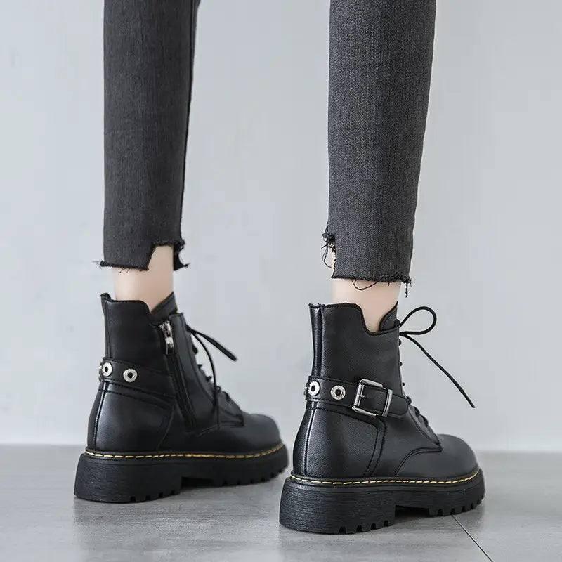 British style Martin boots women thick-soled Harajuku black-3