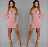 bursting, V collar, cocktail dresses and dress sexy dresses-Pink-7