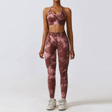 Camouflage Printing Seamless Yoga Suit Quick-drying High-Wine Red Bra Trousers-7