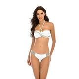 Candy 5 Color Swimsuit Hard Pack Twisted Breast Bikini Low-White-2