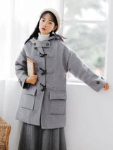 Cape button tweed coat-2