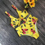 Cherry Print Bikini Push Up Front Knot Bikini 2019 Women-3